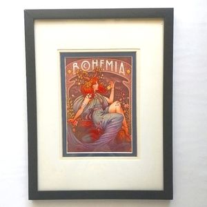 Framed "Bohemia" art nouveau woman print